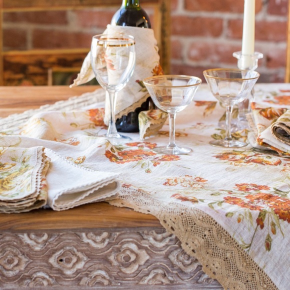 April Cornell Tablecloth Conservatory Linen 54x54 - Picture 3 of 4